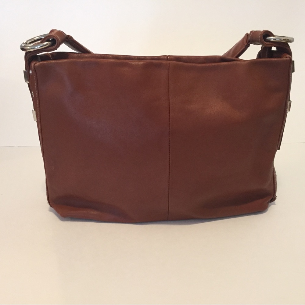 PERLINA Chestnut Leather Shoulder Bag